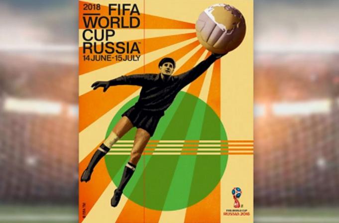 Legendarische doelman Lev Jasjin siert Russische WK-poster in retrostijl